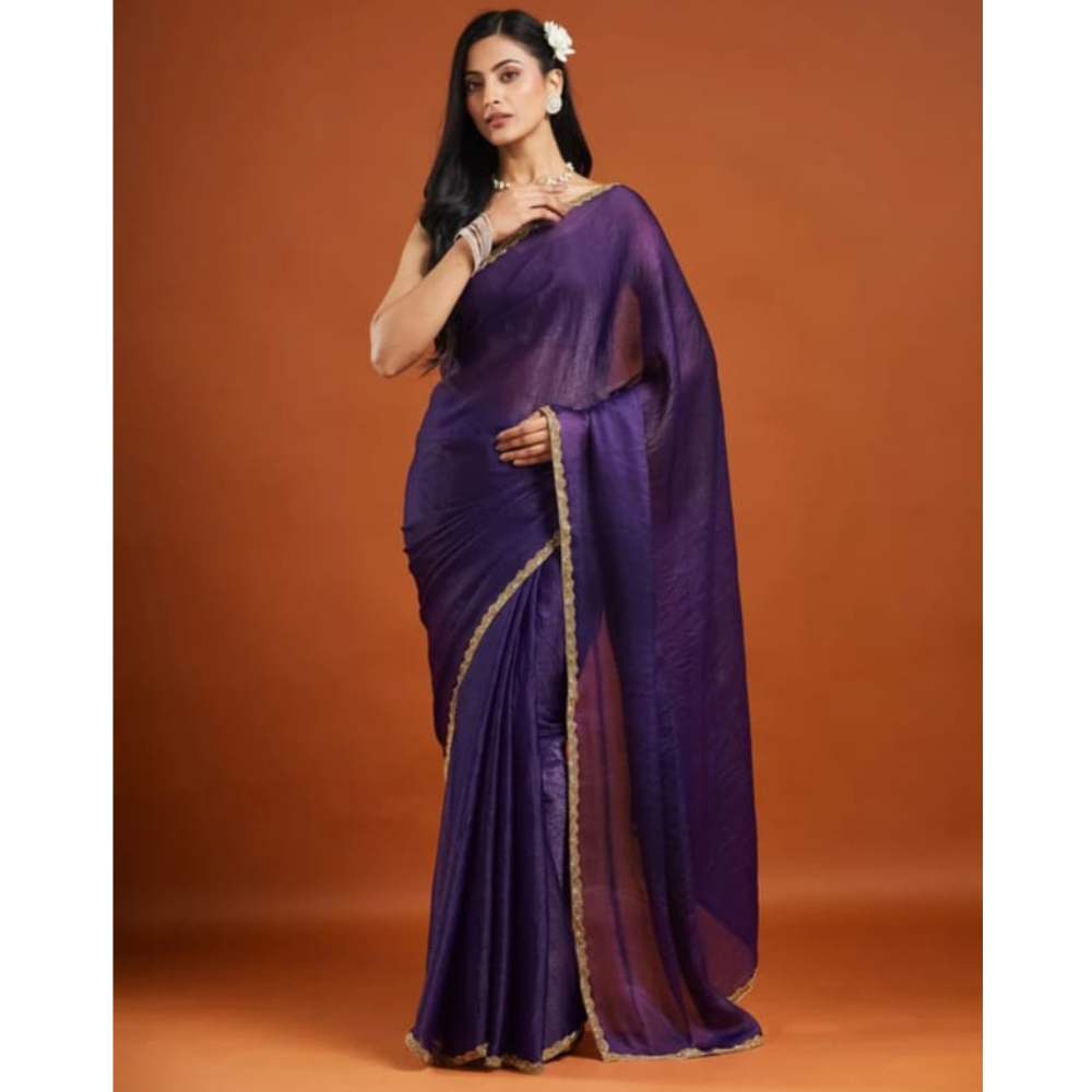 Women’s Premium Organza Saree with Zari Border & Unstitched BP (Pack of 1)