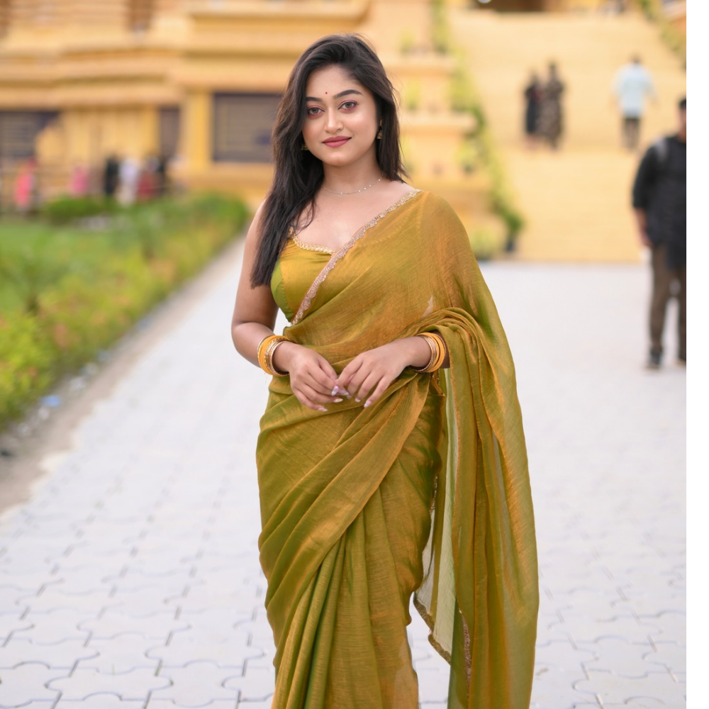 Women’s Premium Organza Saree with Zari Border & Unstitched BP (Pack of 1)