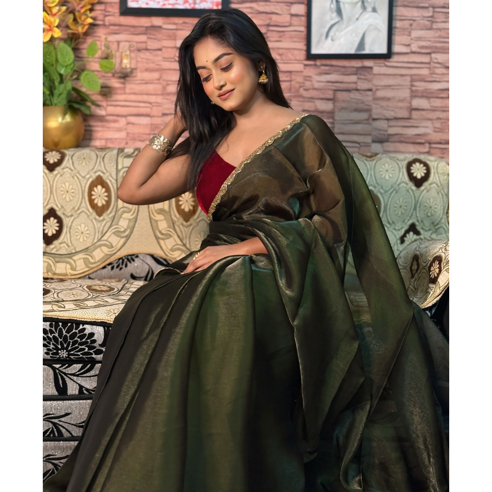 Women’s Premium Organza Saree with Zari Border & Unstitched BP (Pack of 1)