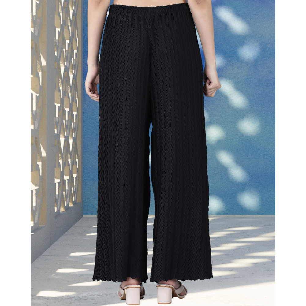 Stylish Premium Look Pleated Design Palazzo for Women (Pack of 1)