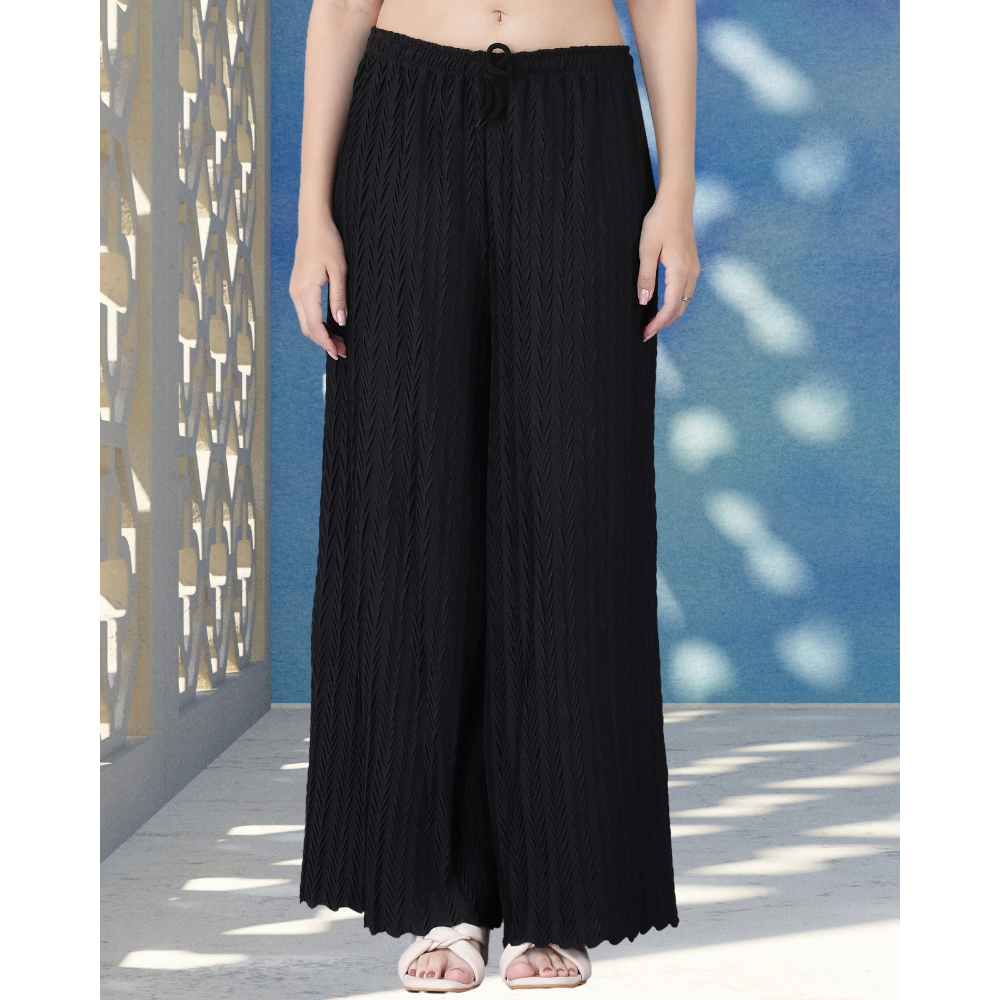 Stylish Premium Look Pleated Design Palazzo for Women (Pack of 1)