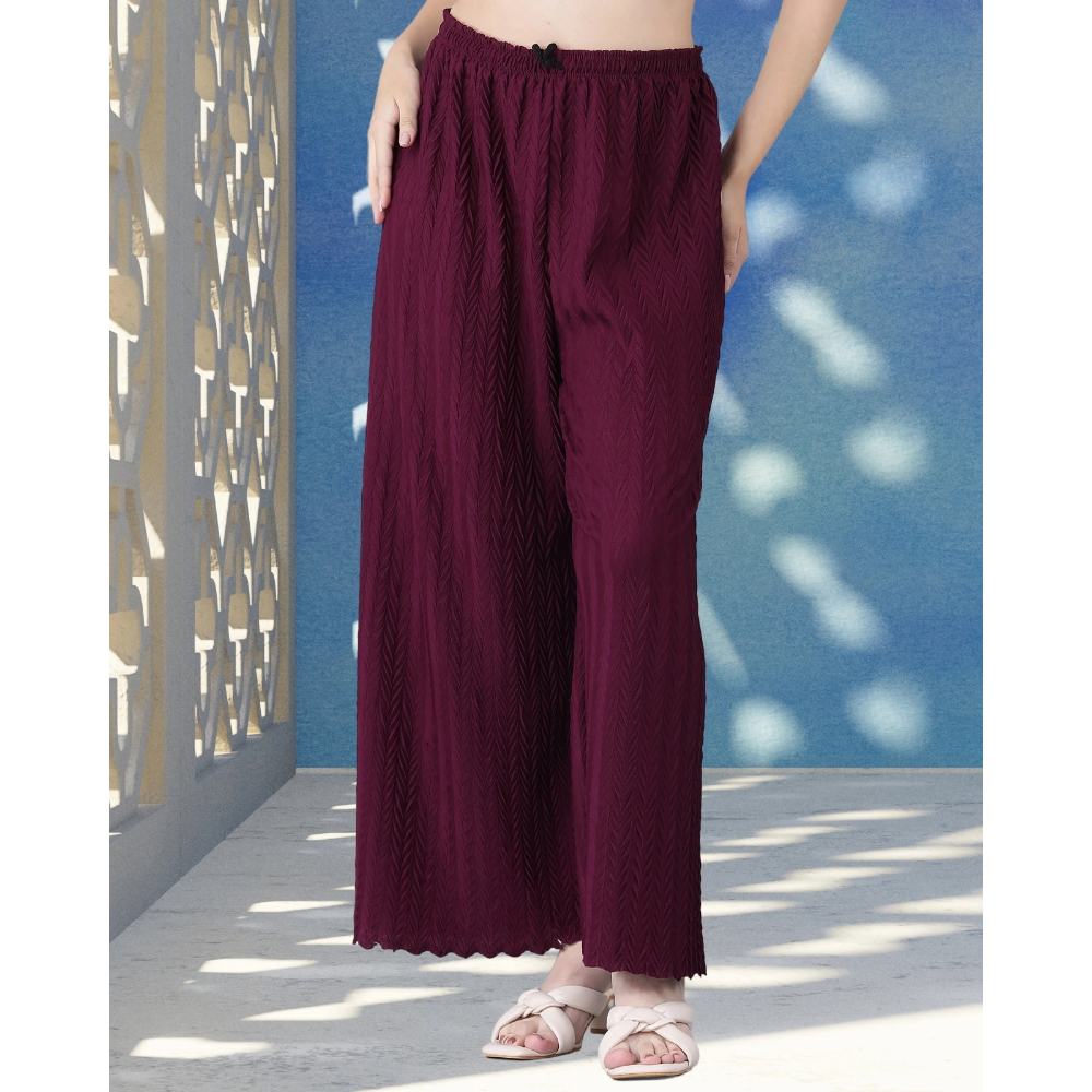 Stylish Premium Look Pleated Design Palazzo for Women (Pack of 1)