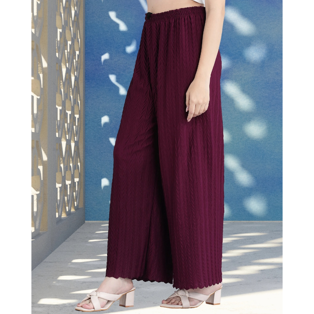 Stylish Premium Look Pleated Design Palazzo for Women (Pack of 1)
