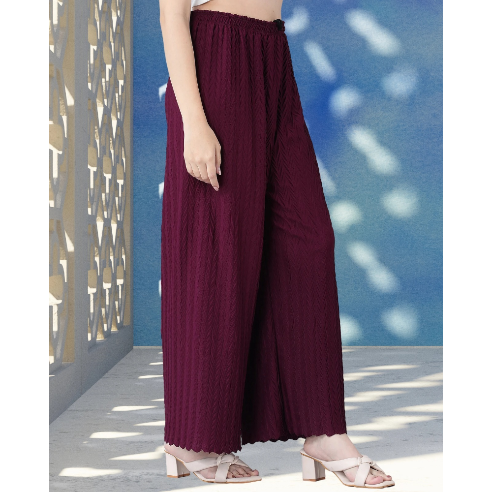 Stylish Premium Look Pleated Design Palazzo for Women (Pack of 1)