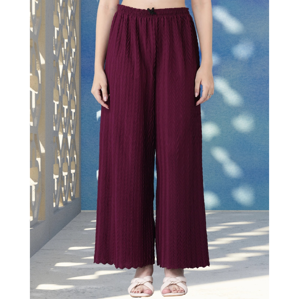 Stylish Premium Look Pleated Design Palazzo for Women (Pack of 1)