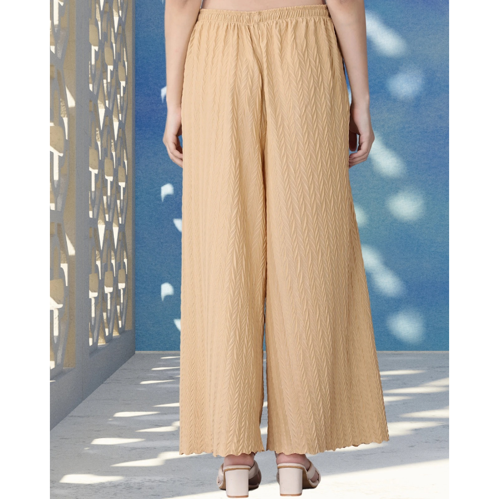 Stylish Premium Look Pleated Design Palazzo for Women (Pack of 1)
