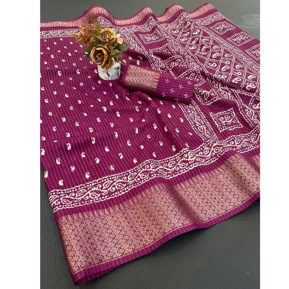 Women's Silk Blend Dobby Silk Saree with Unstitched BP (Pack of 1)