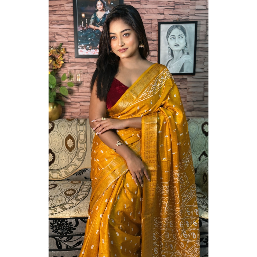 Women's Silk Blend Dobby Silk Saree with Unstitched BP (Pack of 1)