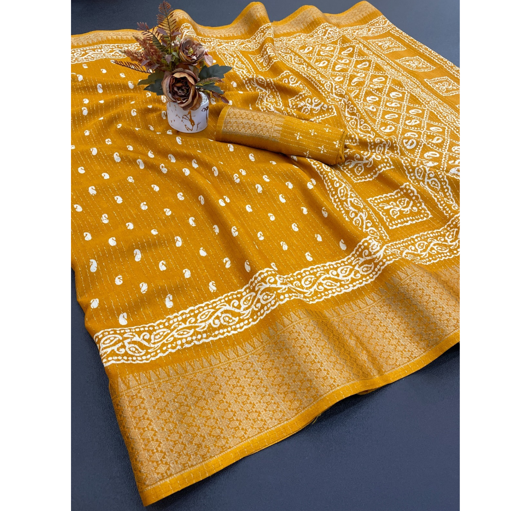 Women's Silk Blend Dobby Silk Saree with Unstitched BP (Pack of 1)