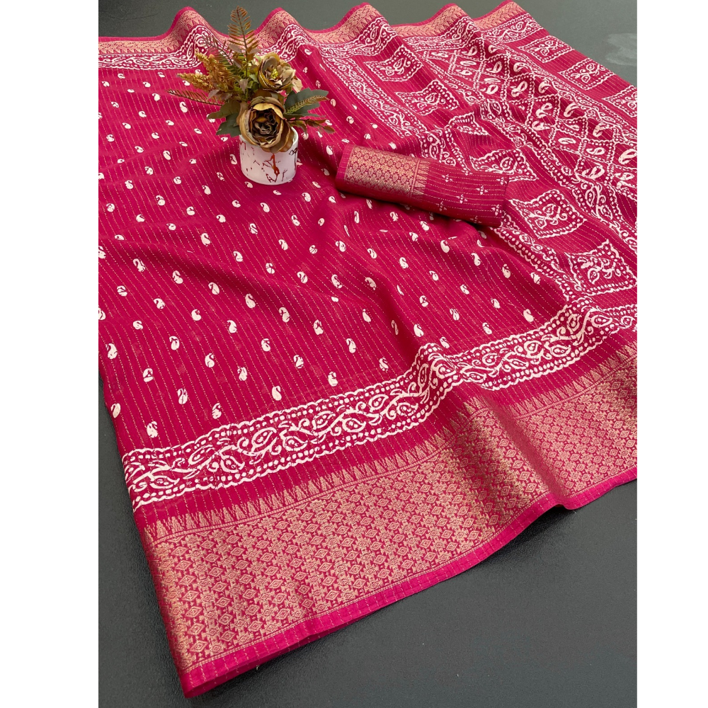 Women's Silk Blend Dobby Silk Saree with Unstitched BP (Pack of 1)