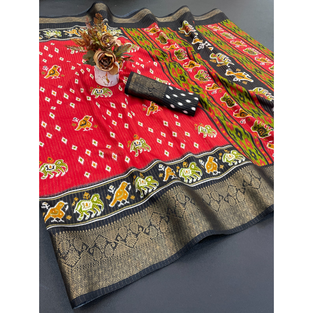 Dola Jacquard Silk Blend With Reco Jari Saree with Unstitched BP for Women (Pack of 1)