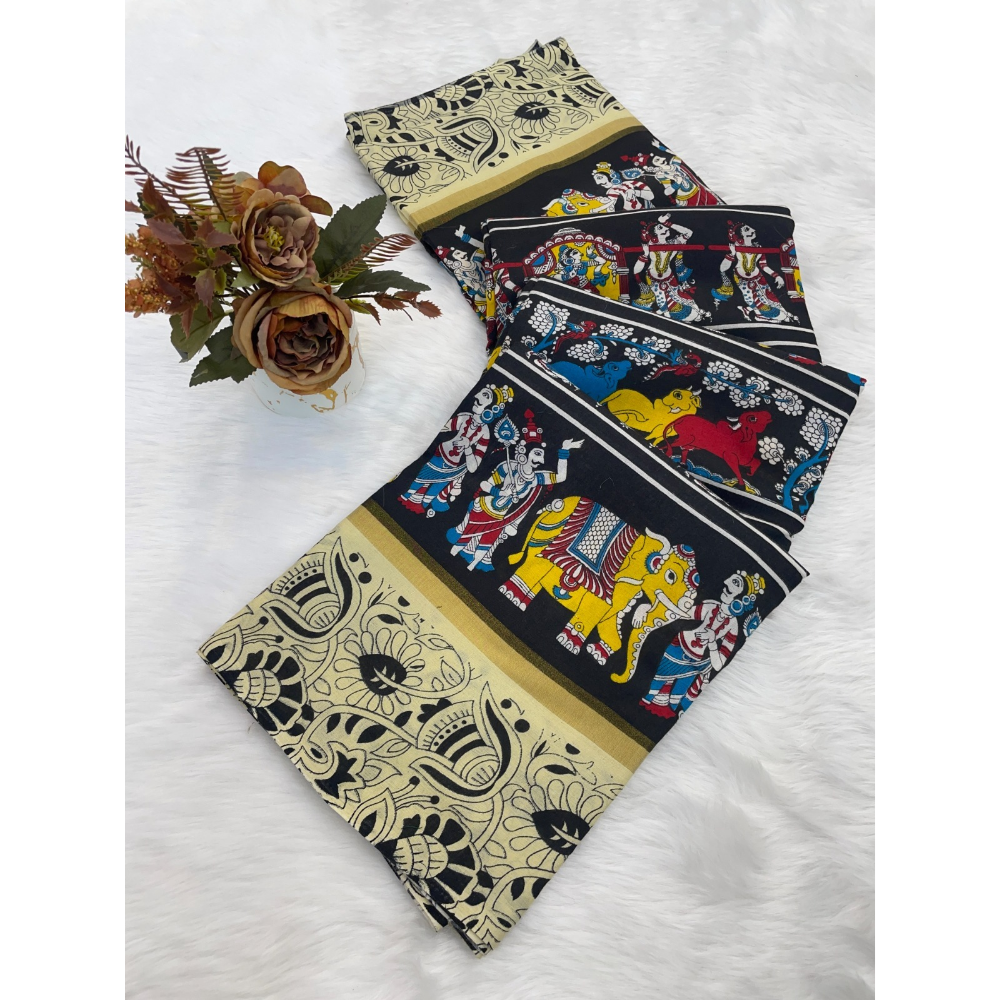 Mulmul Cotton Banarasi Pattu Saree with Unstitched BP for Women (Pack of 1)