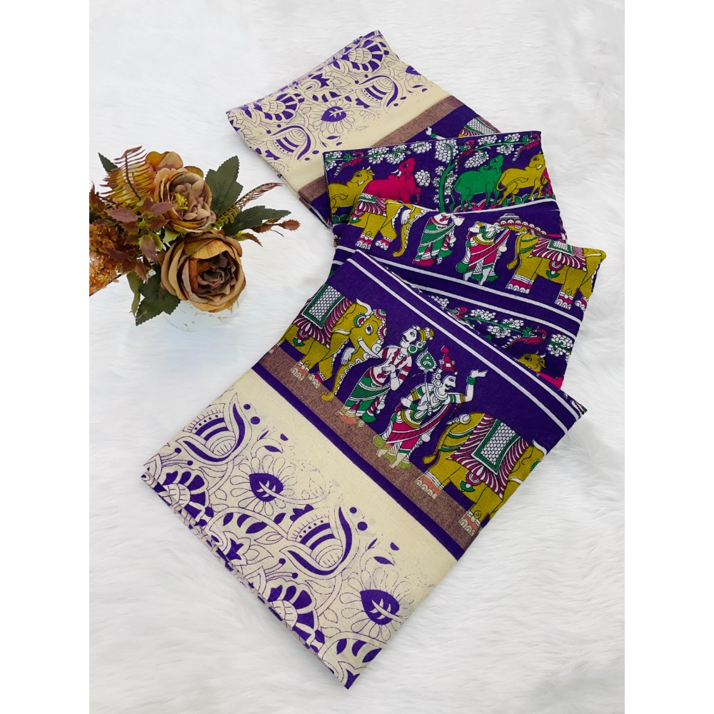 Mulmul Cotton Banarasi Pattu Saree with Unstitched BP for Women (Pack of 1)