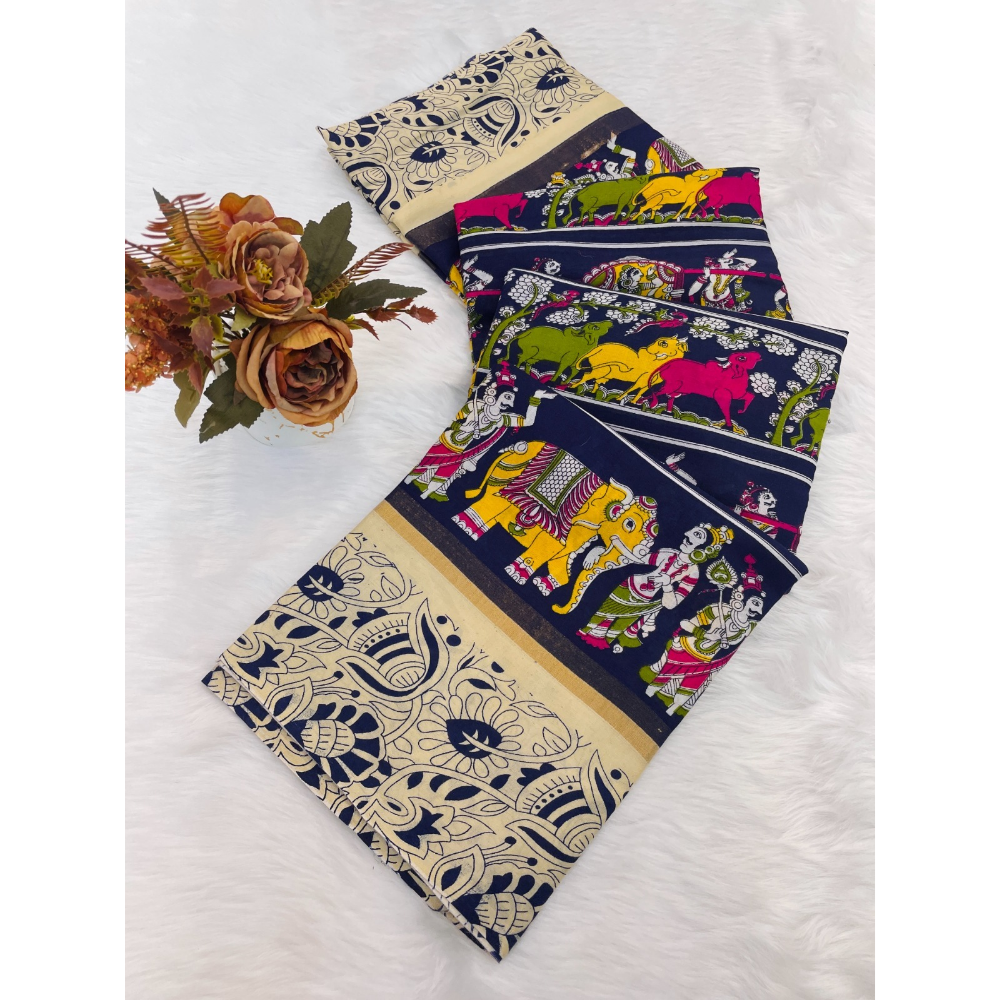 Mulmul Cotton Banarasi Pattu Saree with Unstitched BP for Women (Pack of 1)