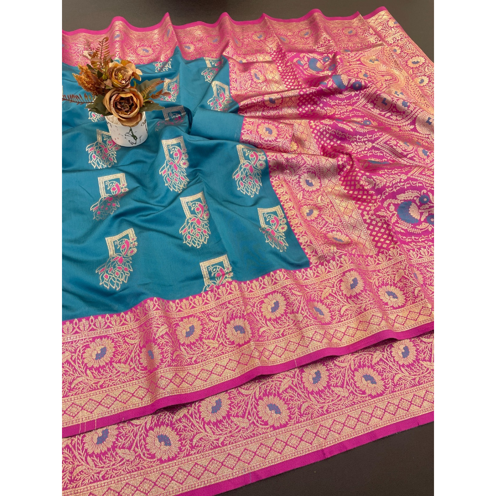 Soft Pethani Silk Saree with Unstitched BP for Women (Pack of 1)