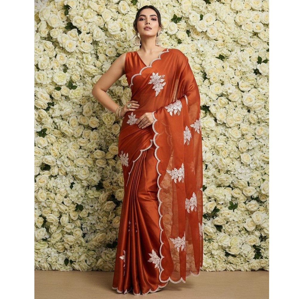 Party Wear Soft Rangoli Silk Saree with Unstitched BP (Pack of 1)