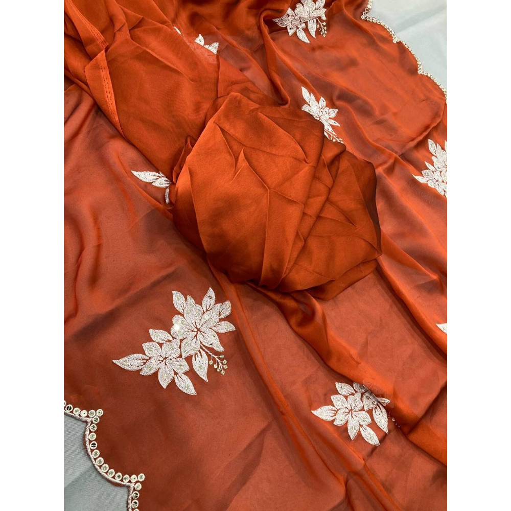 Party Wear Soft Rangoli Silk Saree with Unstitched BP (Pack of 1)