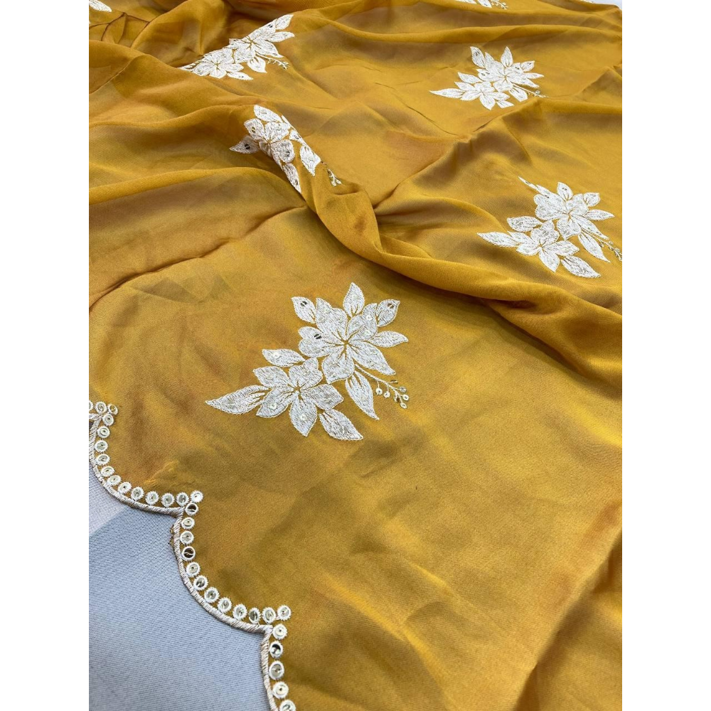 Party Wear Soft Rangoli Silk Saree with Unstitched BP (Pack of 1)