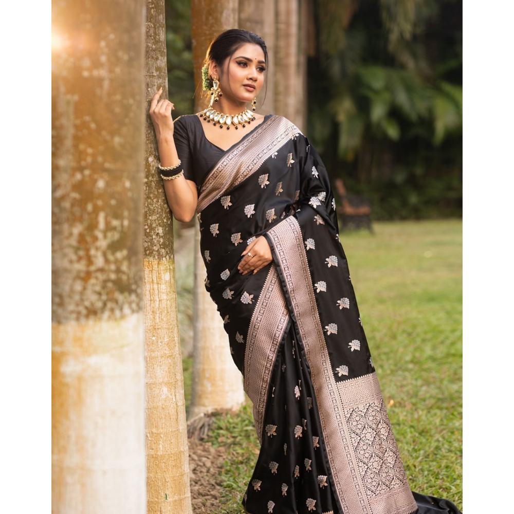 Banarasi Soft Silk Saree with Unstitched BP (Pack of 1)