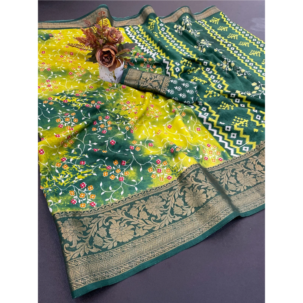 Dola Jacquard Designer Silk Saree with Unstitched BP (Pack of 1)