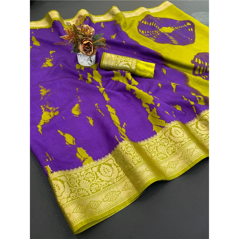 Designer Dola Silk Jacquard Border Saree with Unstitched BP (Pack of 1)