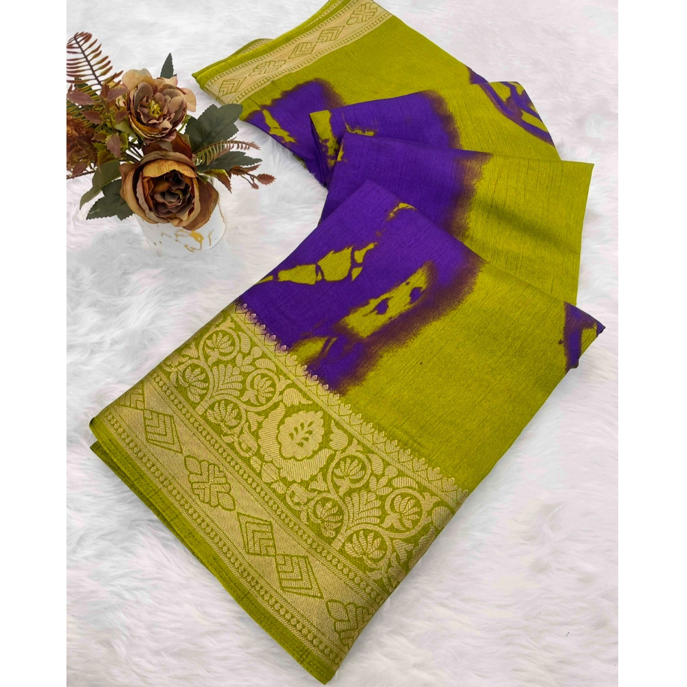 Designer Dola Silk Jacquard Border Saree with Unstitched BP (Pack of 1)