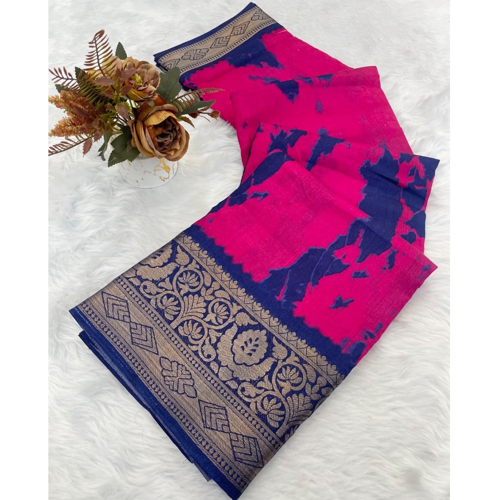 Designer Dola Silk Jacquard Border Saree with Unstitched BP (Pack of 1)