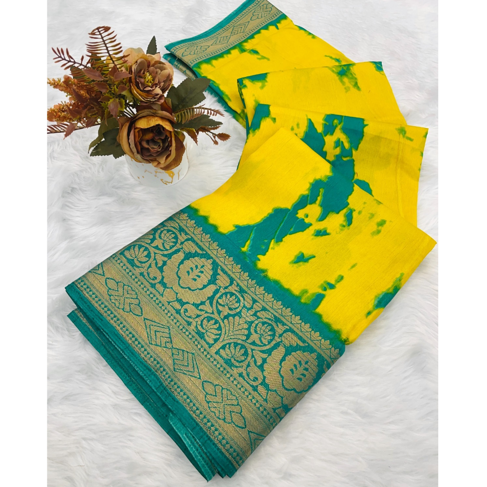 Designer Dola Silk Jacquard Border Saree with Unstitched BP (Pack of 1)