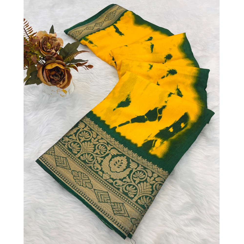 Designer Dola Silk Jacquard Border Saree with Unstitched BP (Pack of 1)