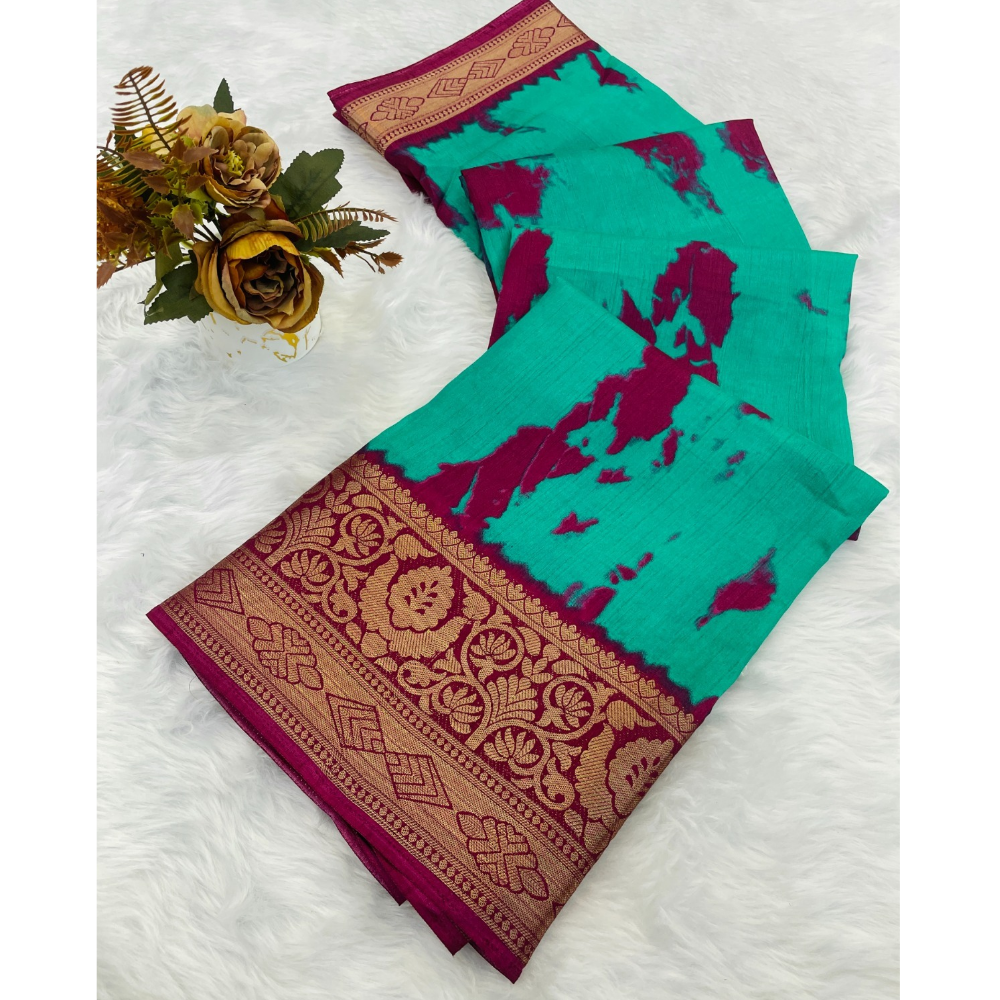 Designer Dola Silk Jacquard Border Saree with Unstitched BP (Pack of 1)