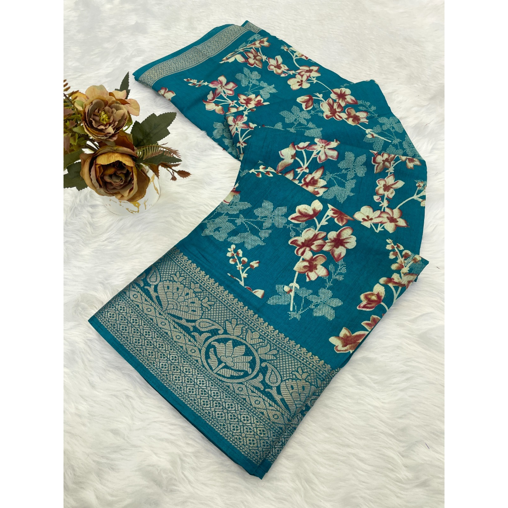 Premium Dola Silk Saree with Designer Pallu & Unstitched BP (Pack of 1)