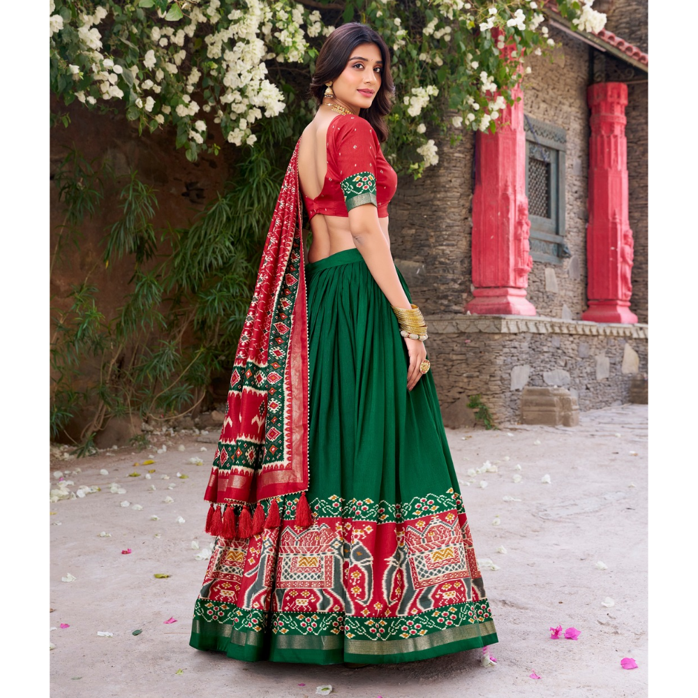 Tussar Silk Kalamkari Print Lehenga Choli with Dupatta Set for Women (Pack of 1)