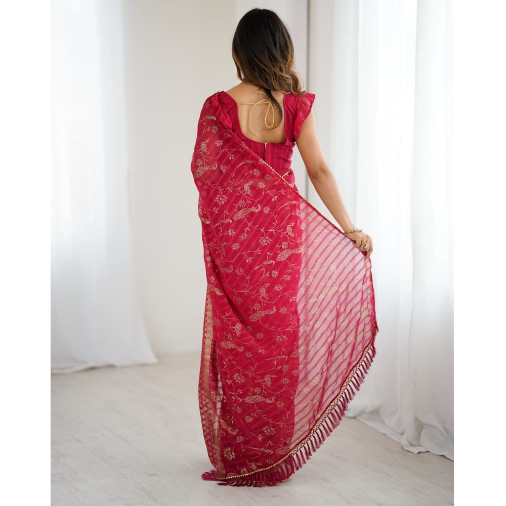 Women's Fancy Folish Print Georgette Saree with Unstitched BP (Pack of 1)