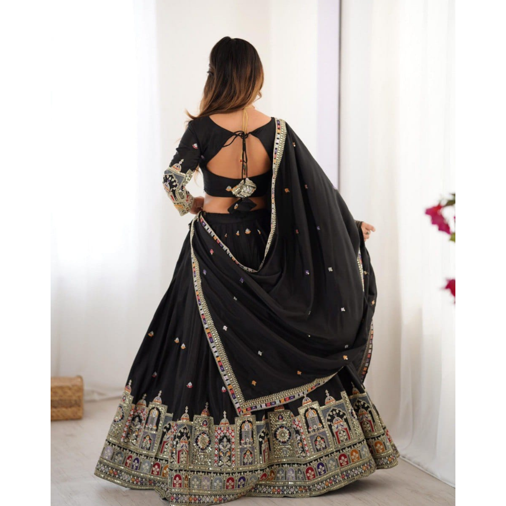 Women's Premium Embroidery Sequence Design Lehenga Choli with Dupatta Set (Pack of 1)