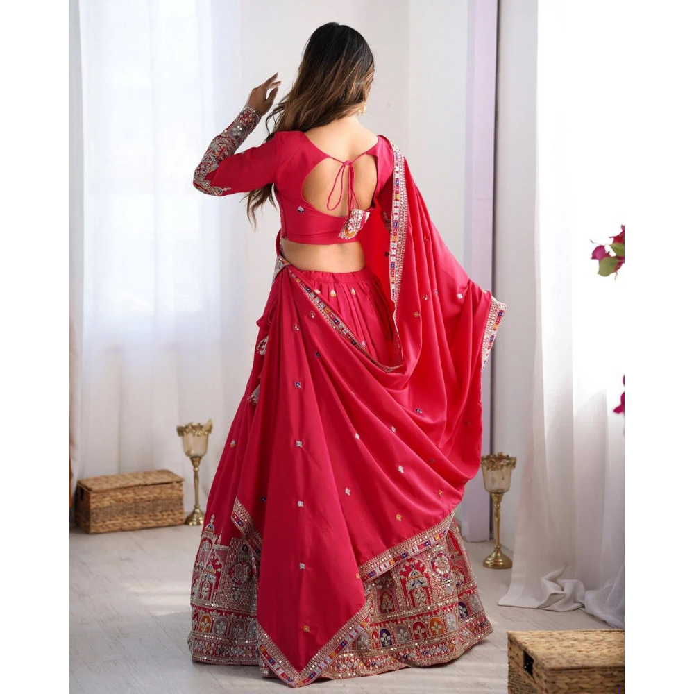 Women's Premium Embroidery Sequence Design Lehenga Choli with Dupatta Set (Pack of 1)