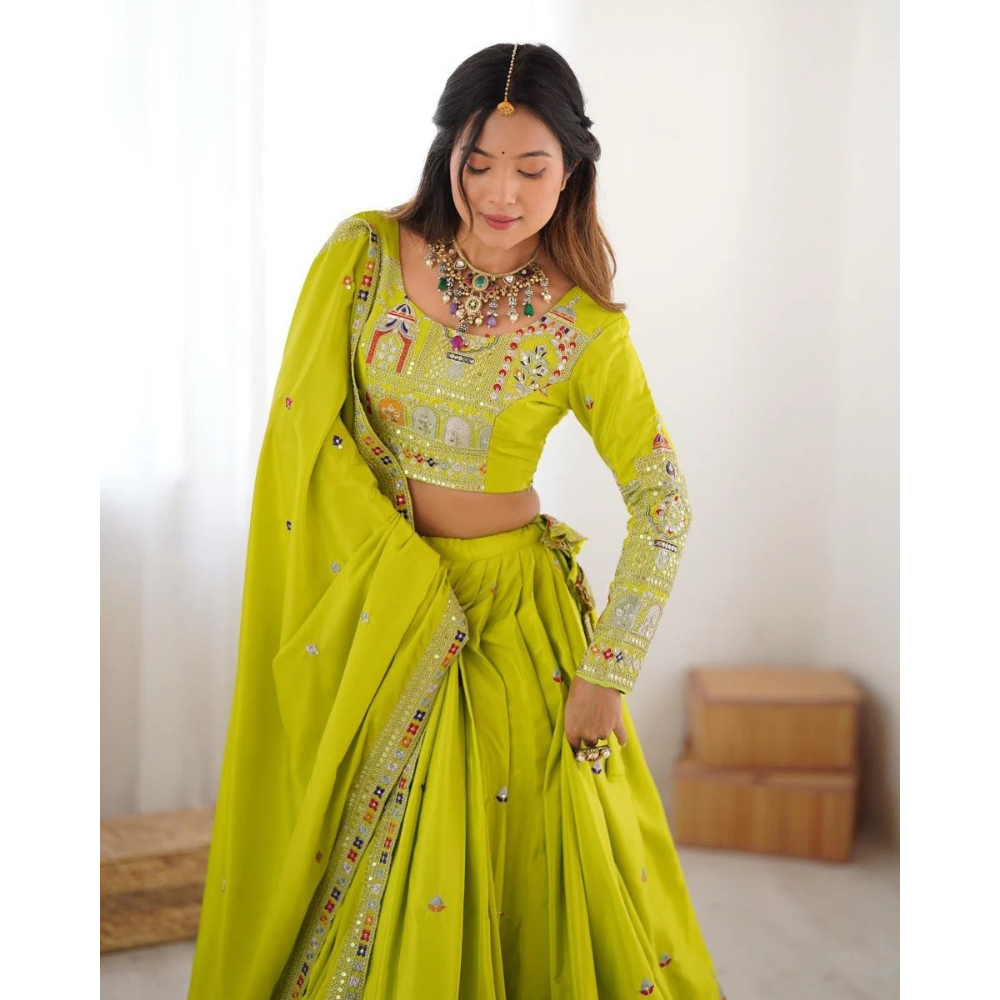 Women's Premium Embroidery Sequence Design Lehenga Choli with Dupatta Set (Pack of 1)