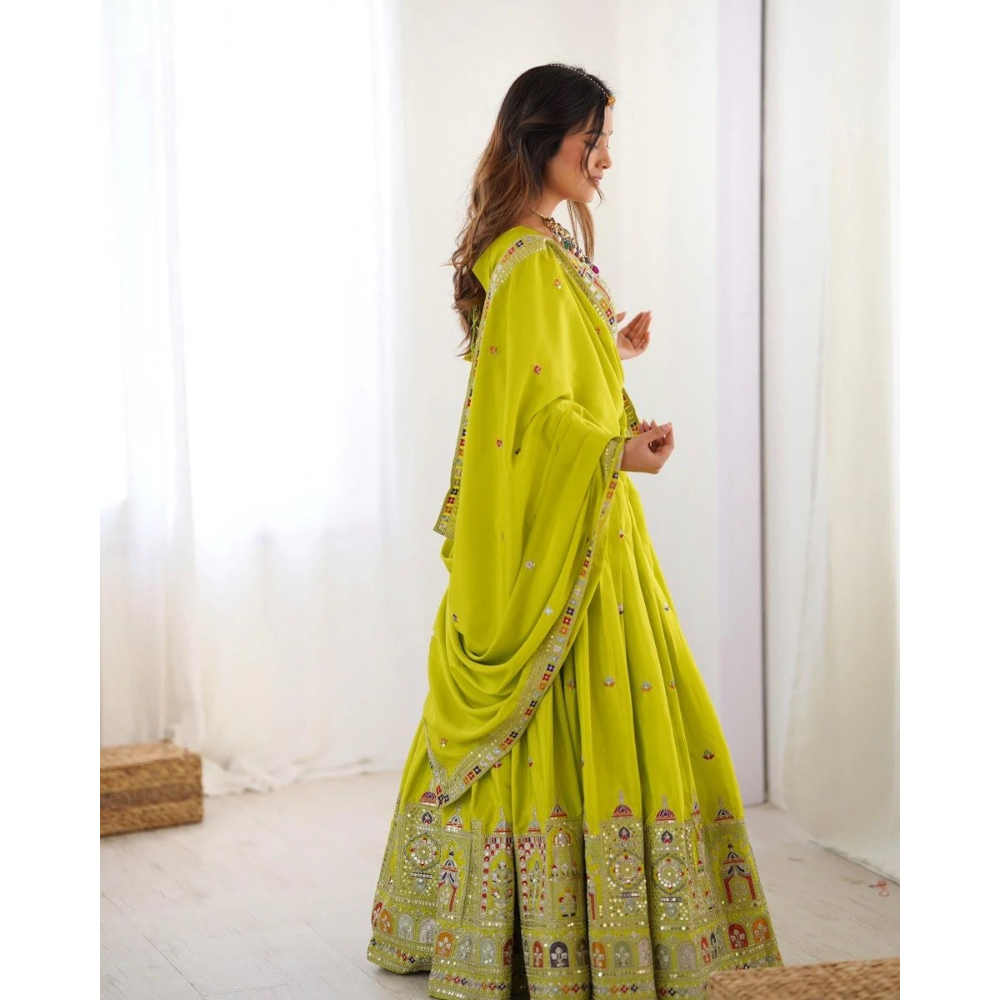 Women's Premium Embroidery Sequence Design Lehenga Choli with Dupatta Set (Pack of 1)