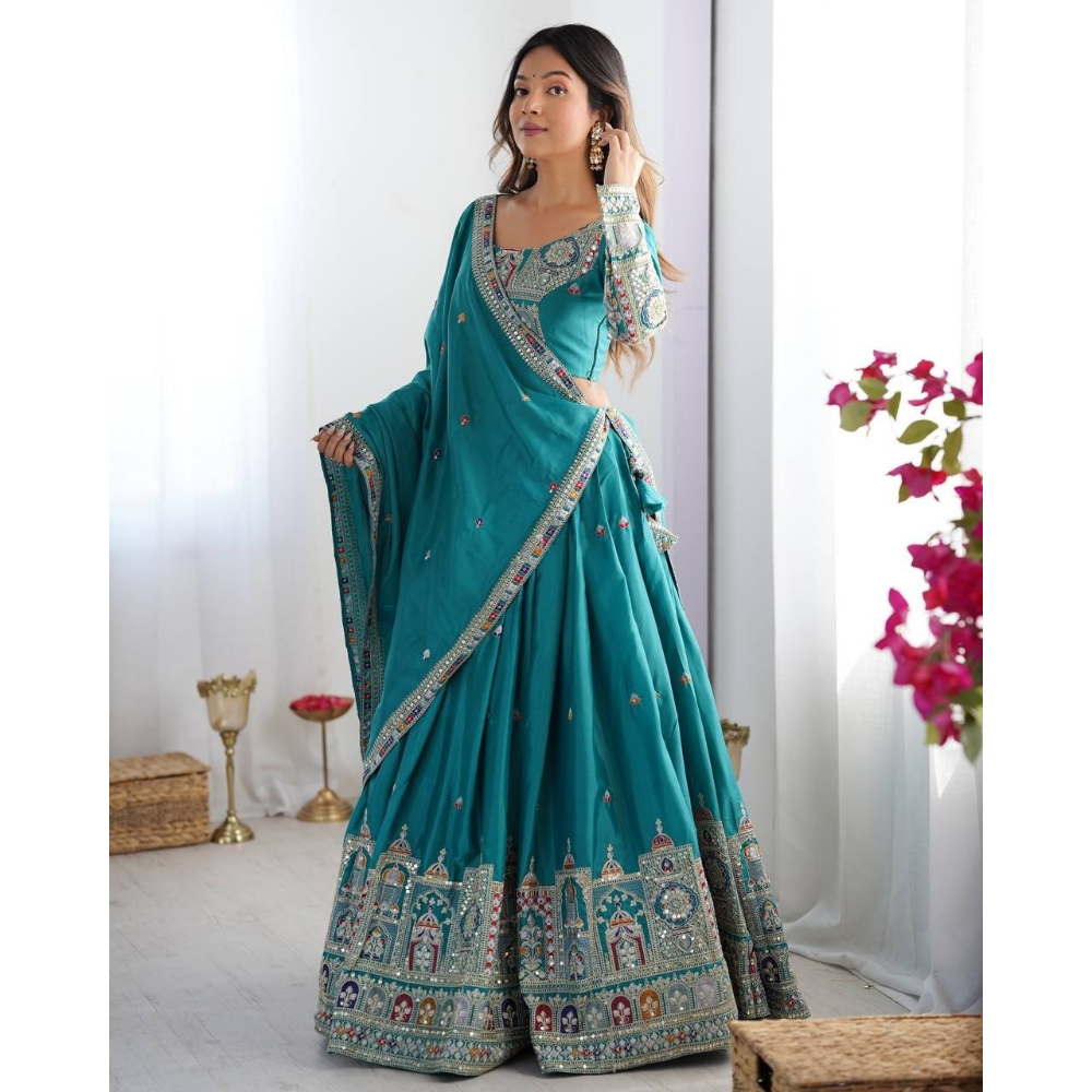Women's Premium Embroidery Sequence Design Lehenga Choli with Dupatta Set (Pack of 1)