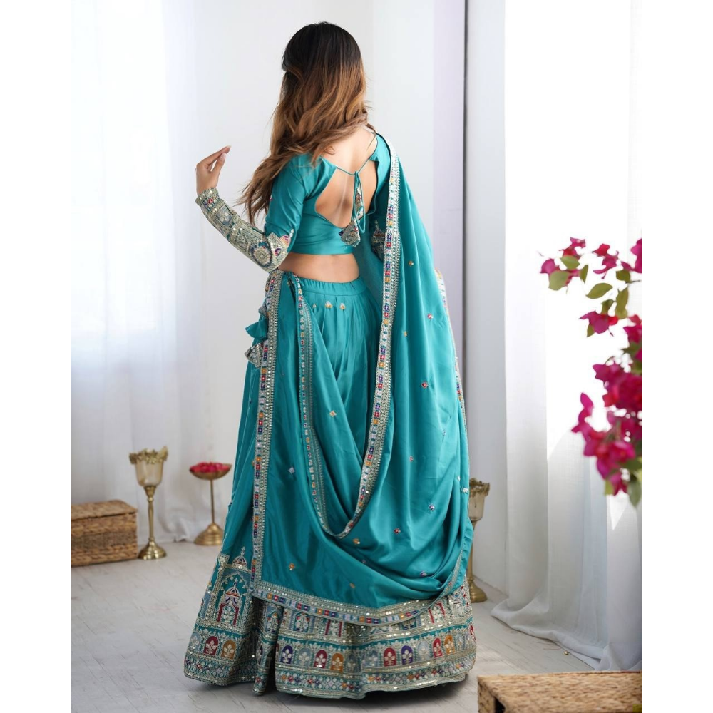 Women's Premium Embroidery Sequence Design Lehenga Choli with Dupatta Set (Pack of 1)