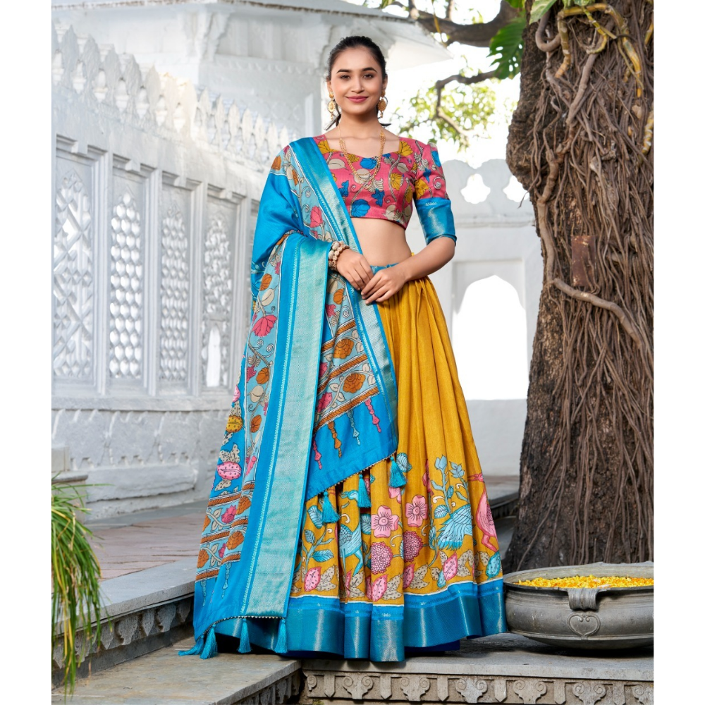 Tussar Silk Premium Lehenga Choli with Dupatta Set for Women (Pack of 1)