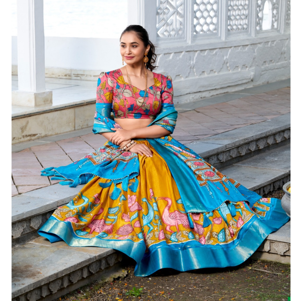 Tussar Silk Premium Lehenga Choli with Dupatta Set for Women (Pack of 1)