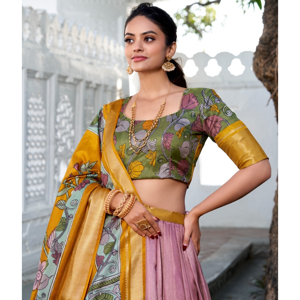 Tussar Silk Premium Lehenga Choli with Dupatta Set for Women (Pack of 1)