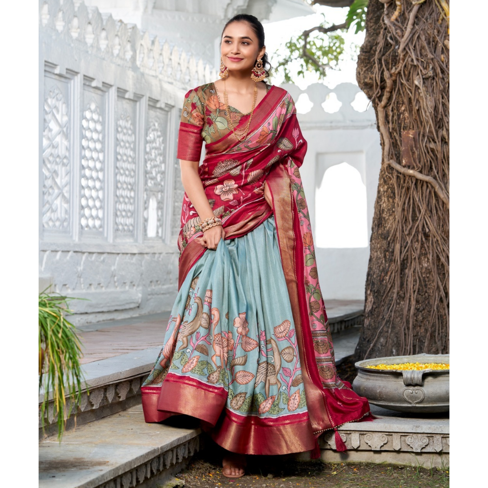 Tussar Silk Premium Lehenga Choli with Dupatta Set for Women (Pack of 1)