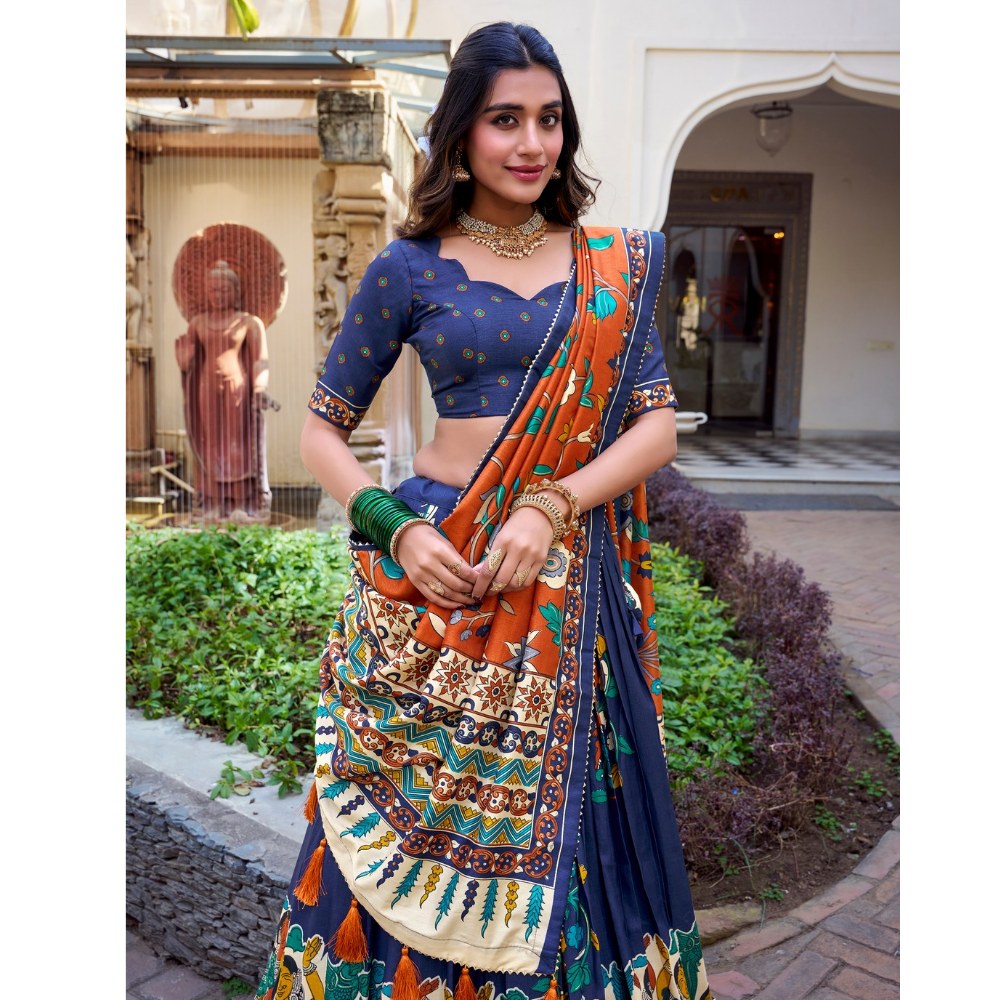 Women's Premium Tussar Silk Patola Print Lehenga Set (Pack of 1)