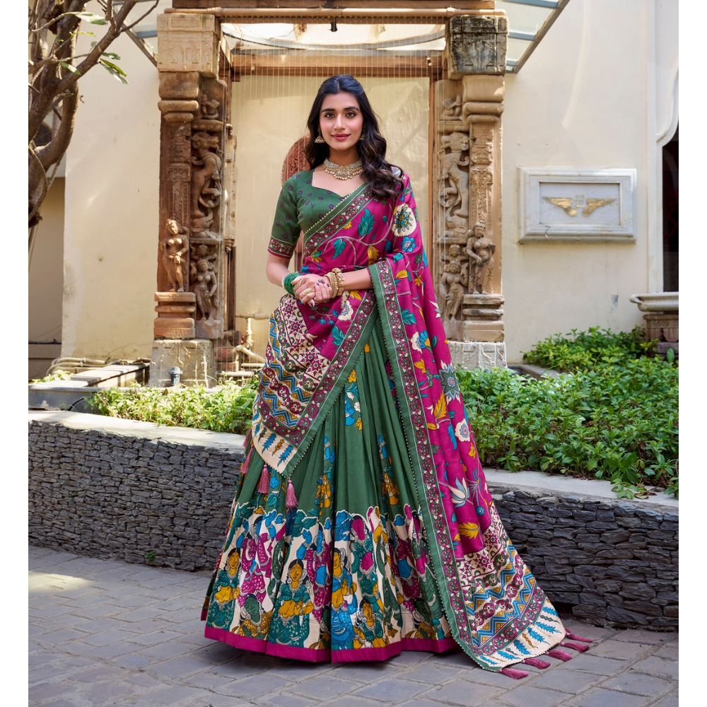 Women's Premium Tussar Silk Patola Print Lehenga Set (Pack of 1)