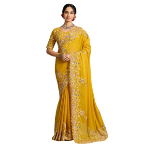 Women's Premium Party Wear Soft Georgette Saree With Unstitched BP (Pack of 1)