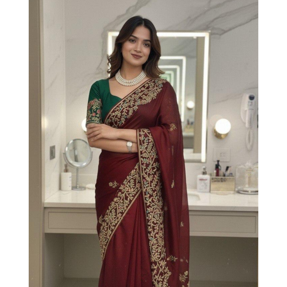 Women's Rangoli Silk Saree with Unstitched BP (Pack of 1)