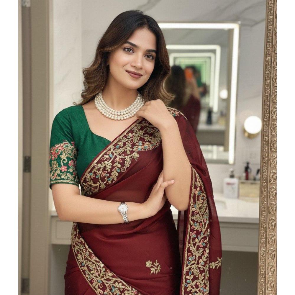 Women's Rangoli Silk Saree with Unstitched BP (Pack of 1)