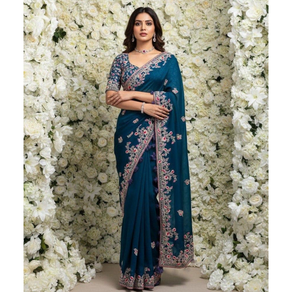 Party Wear Soft Rangoli Silk Saree for Women's (Pack of 1)