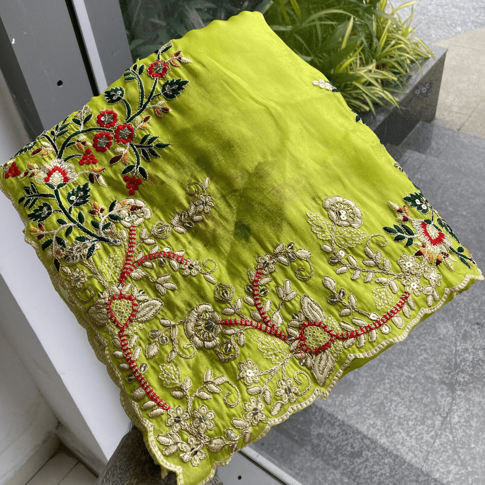 Women's Party Wear Zimmy Cho Saree with Unstitched BP (Pack of 1)